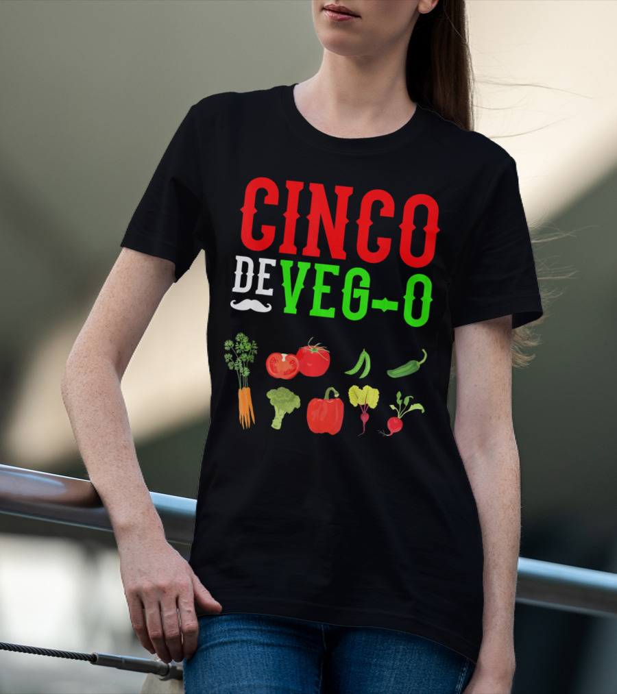 Cinco De Veg-O Vegetarian Vegetables Carrot Broccoli Tomato Pepper Radish T-Shirt