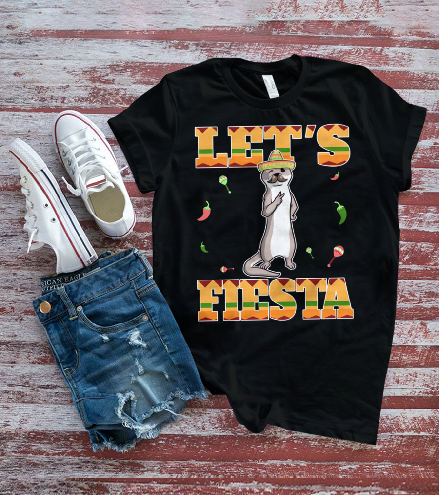 Let's Fiesta Otter Sombrero Maracas Peppers Cinco De Mayo Mexican T-Shirt