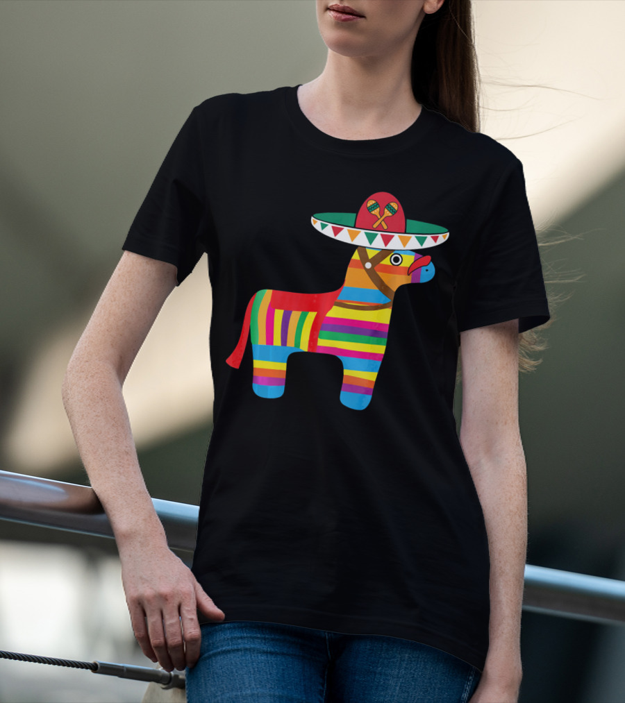Pinata With Sombrero Mustache Cinco De Mayo Fiesta T-Shirt