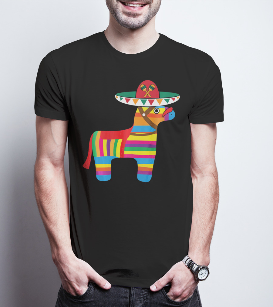 Pinata With Sombrero Mustache Cinco De Mayo Fiesta T-Shirt