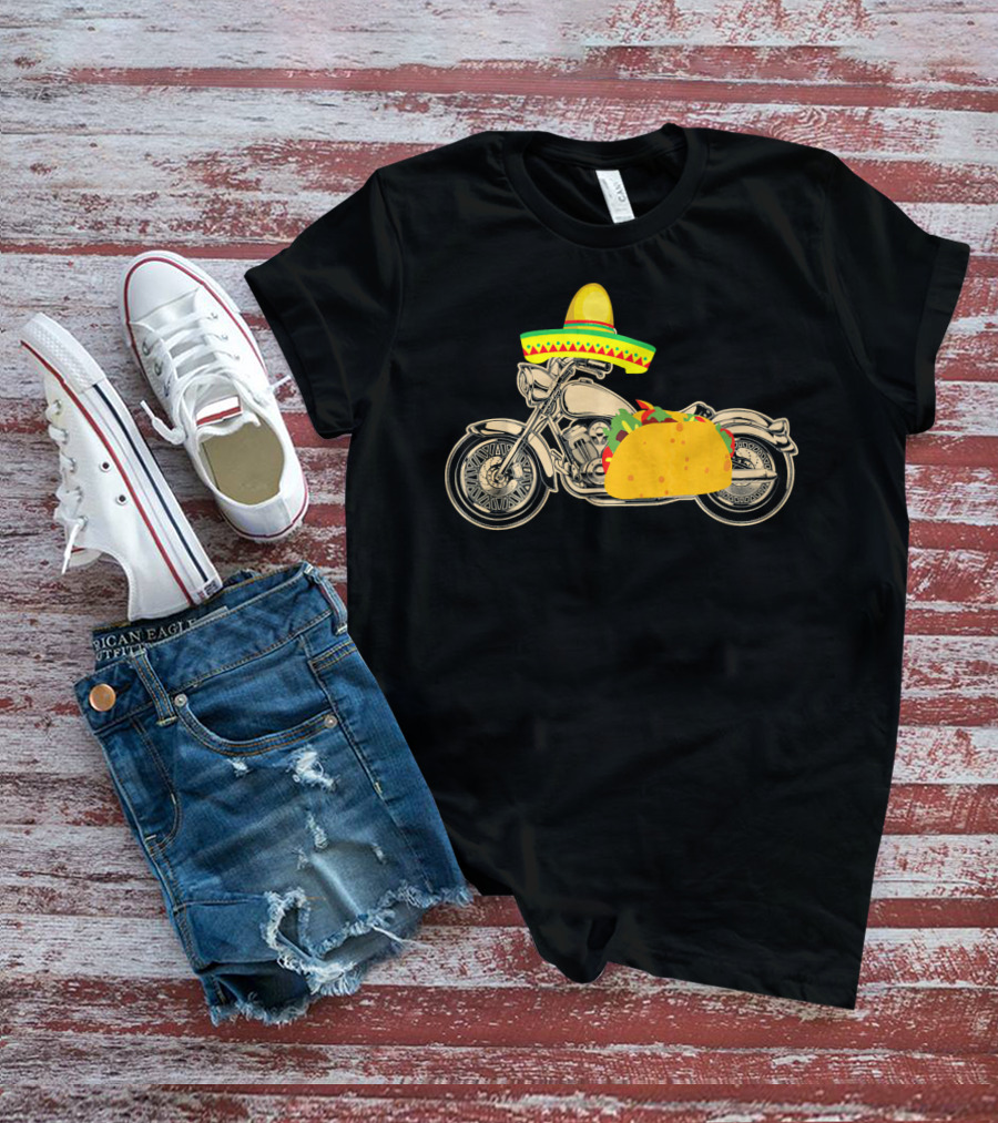 Cinco De Mayo Motorcycle Taco Sombrero Rider T-Shirt