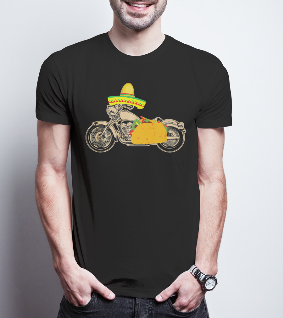 Cinco De Mayo Motorcycle Taco Sombrero Rider T-Shirt