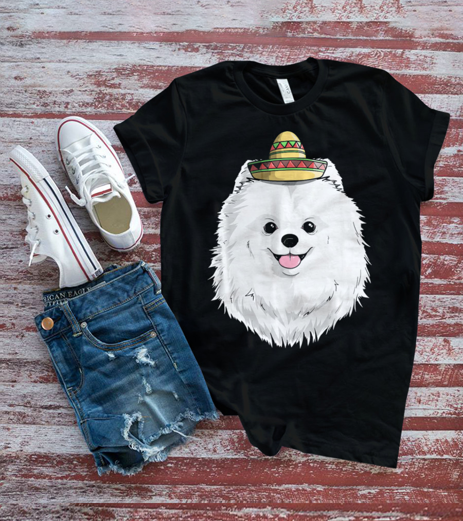 Fiesta Pomeranian Dog Sombrero Cinco De Mayo T-Shirt
