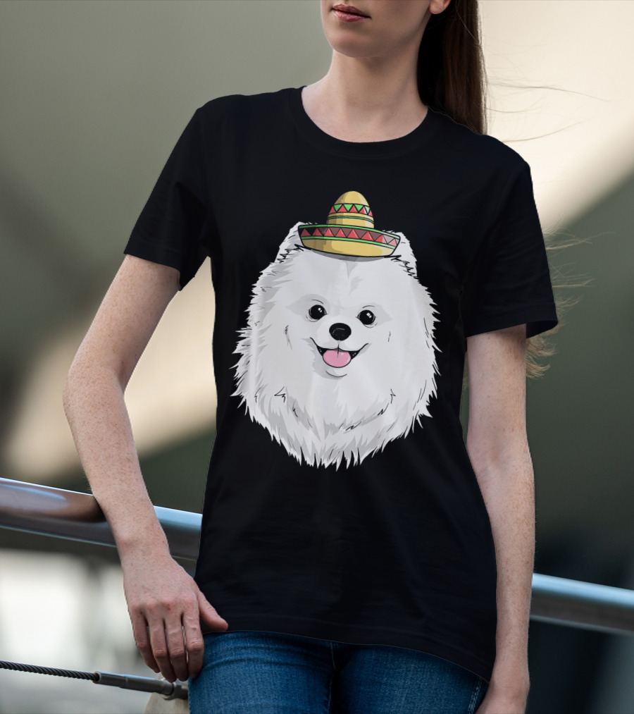 Fiesta Pomeranian Dog Sombrero Cinco De Mayo T-Shirt