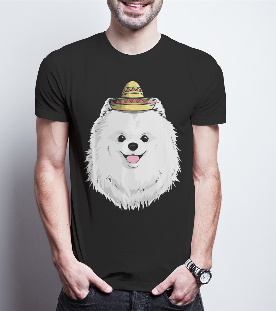 Fiesta Pomeranian Dog Sombrero Cinco De Mayo T-Shirt