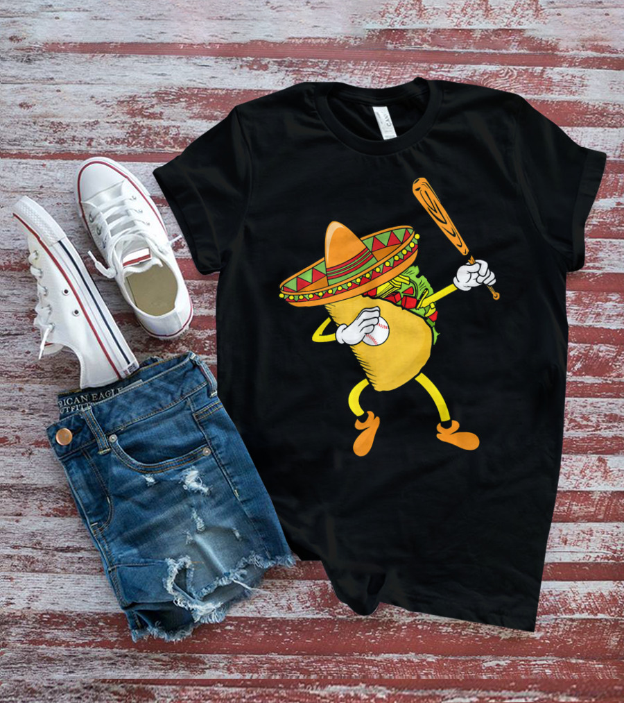 Cinco De Mayo Dabbing Taco Baseball Fiesta T-Shirt