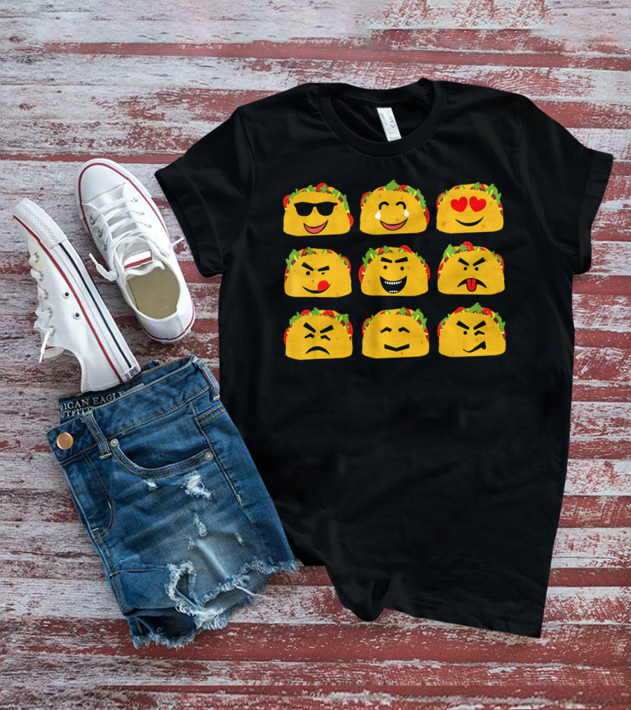 Taco Faces Emoji Cinco De Mayo Mexican T-Shirt