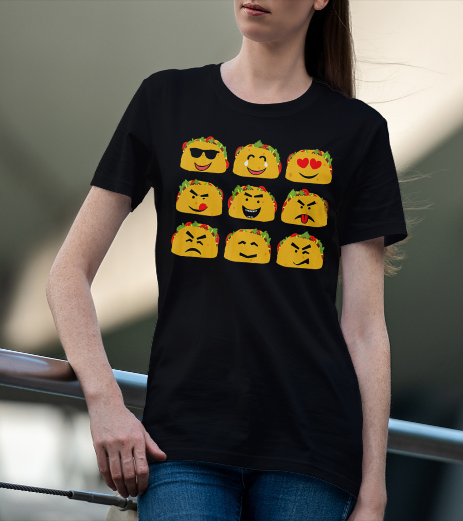 Taco Faces Emoji Cinco De Mayo Mexican T-Shirt