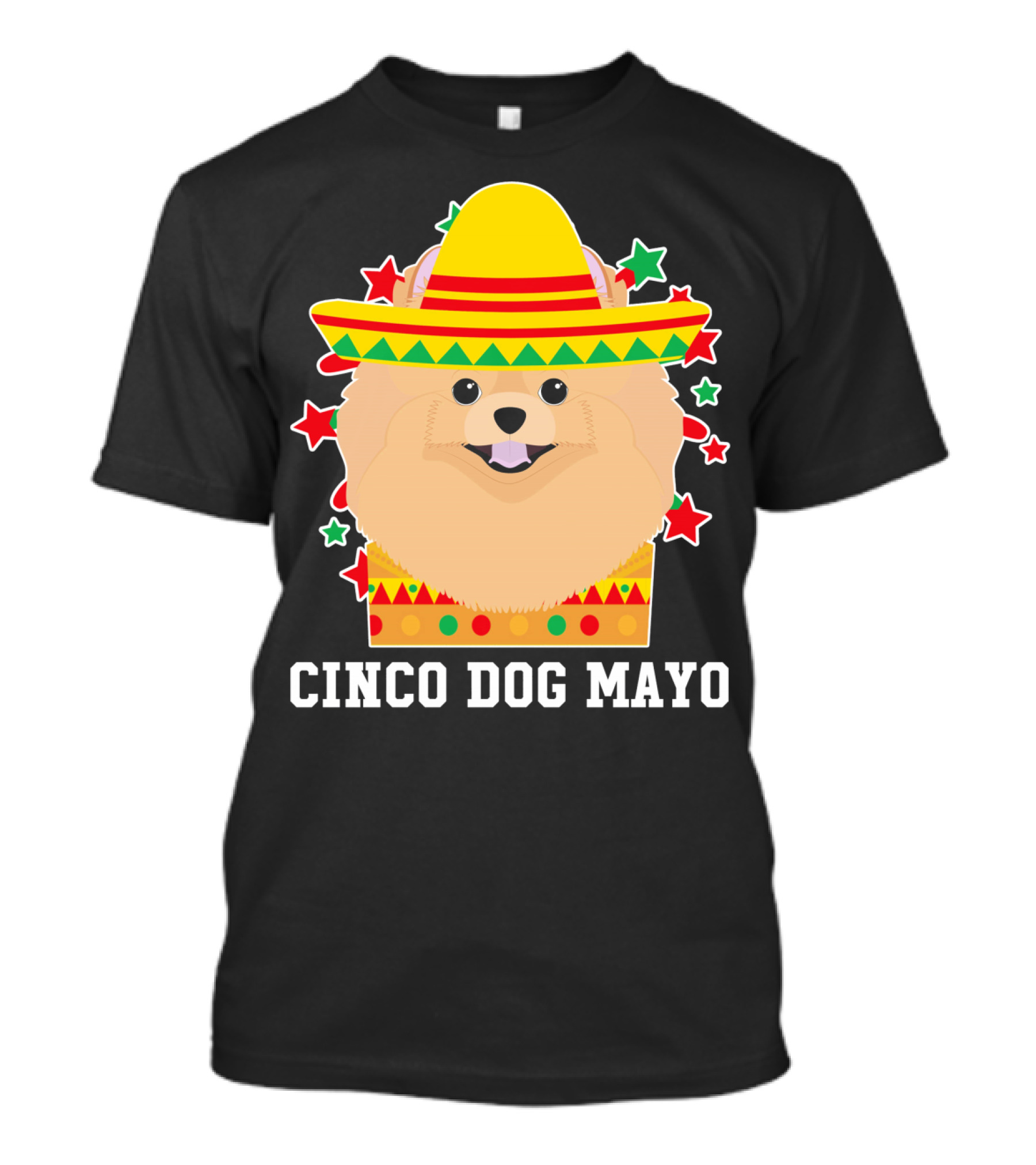 Cinco Dog Mayo Pomeranian Sombrero Stars T-Shirt