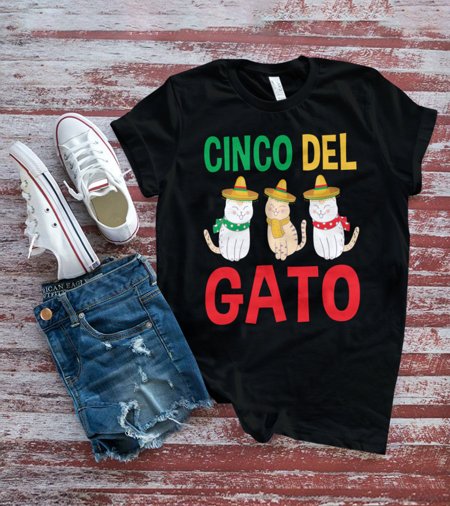 Cinco Del Gato Funny Mexican Cats Sombrero T-Shirt