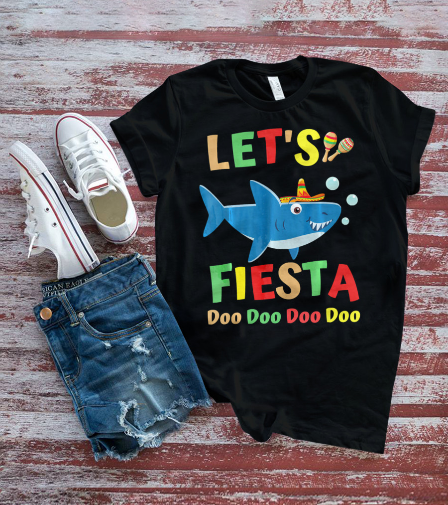 LET'S FIESTA DOO DOO DOO DOO SHARK SOMBRERO MARACAS BUBBLES T-Shirt
