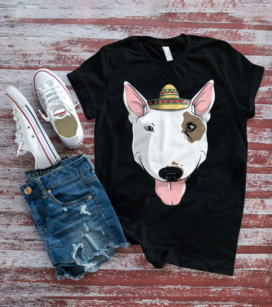 Bull Terrier Dog Sombrero Fiesta Cinco De Mayo T-Shirt