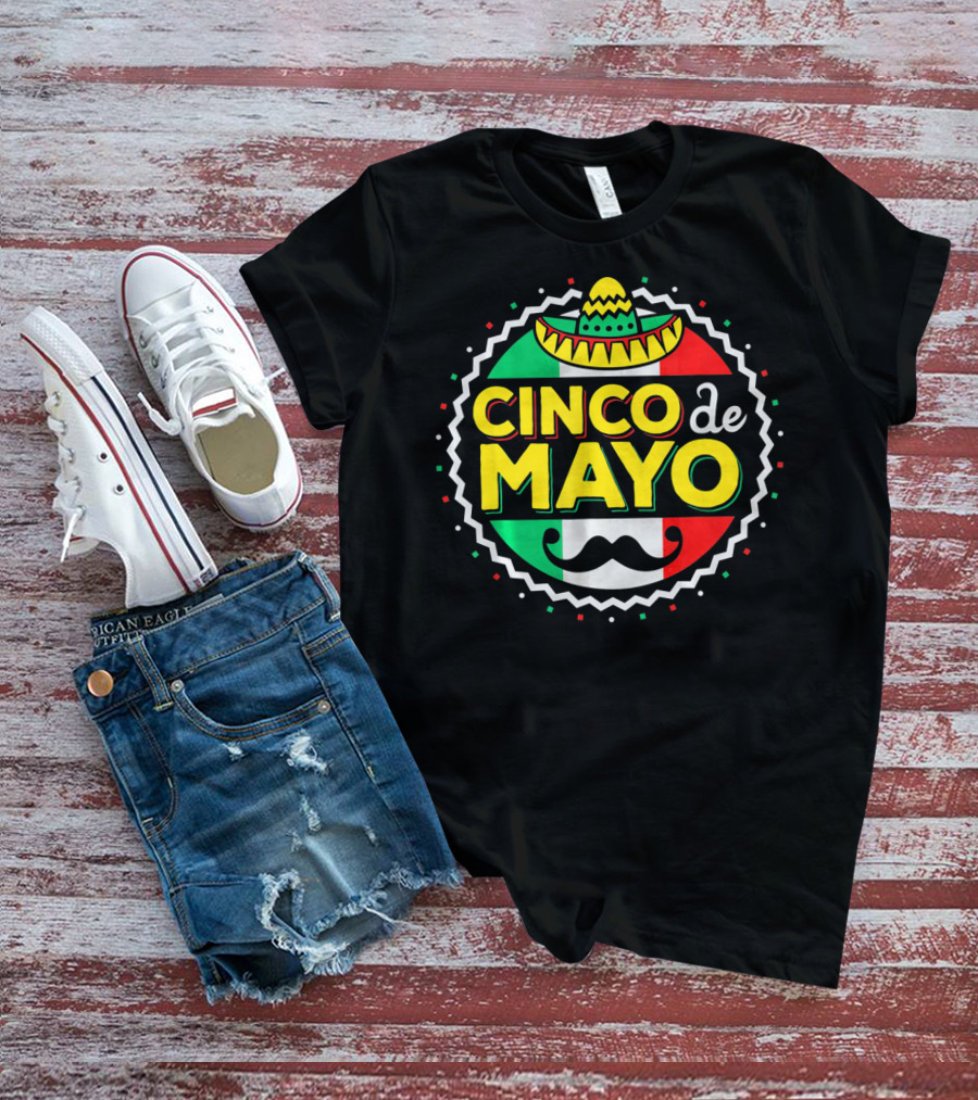 Cinco De Mayo Mexican Sombrero Mustache T-Shirt