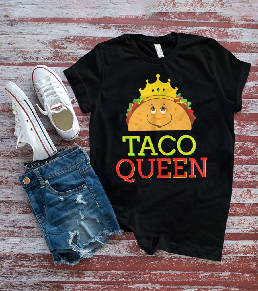TACO QUEEN Funny Cinco DE Mayo Crowned Smiling Taco T-Shirt
