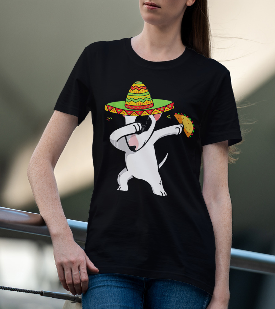 English Bull Terrier Dabbing With Sombrero And Taco T-Shirt