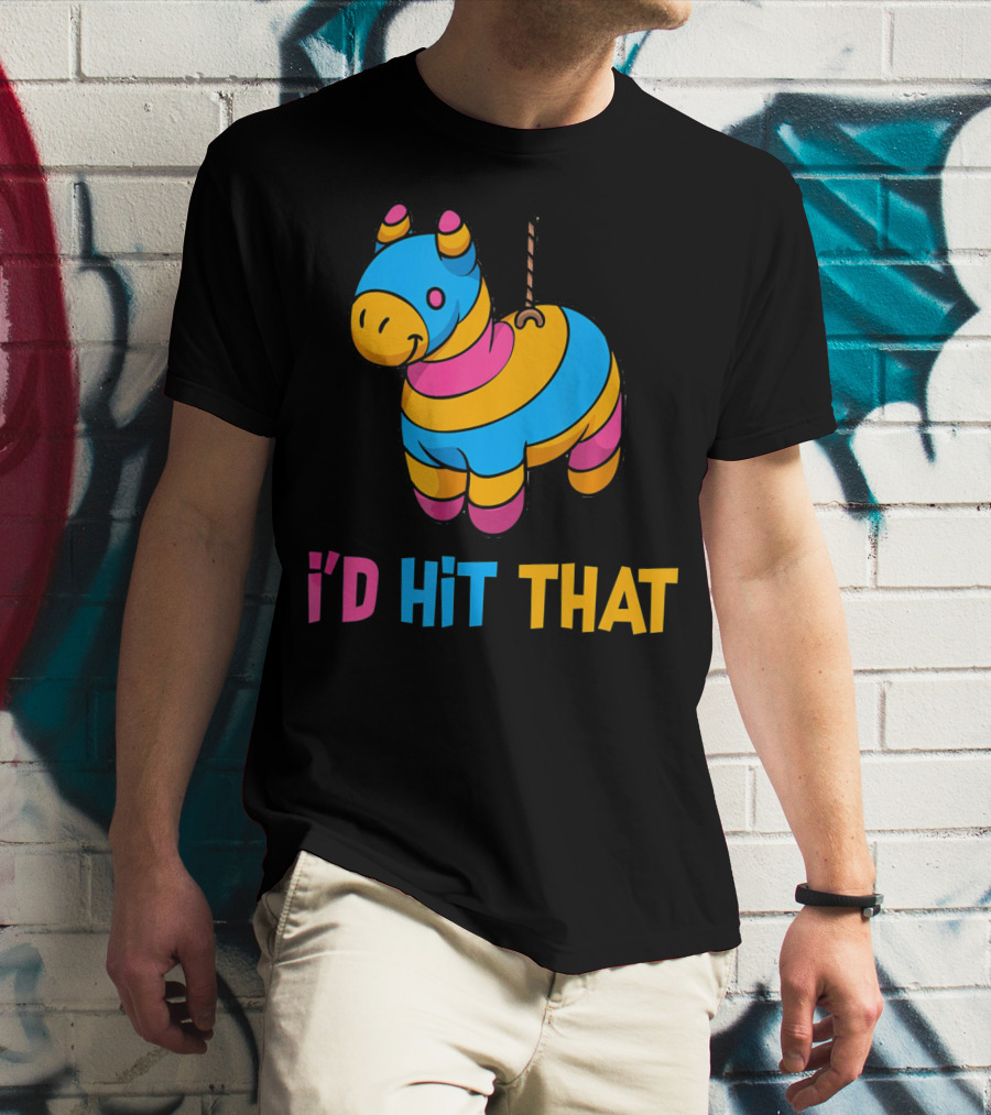 Cute Mexican I'd Hit That Piñata Rope Hanging Colorful Donkey T-Shirt