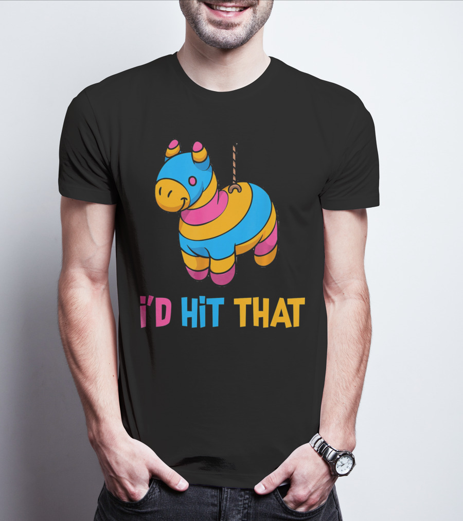 Cute Mexican I'd Hit That Piñata Rope Hanging Colorful Donkey T-Shirt