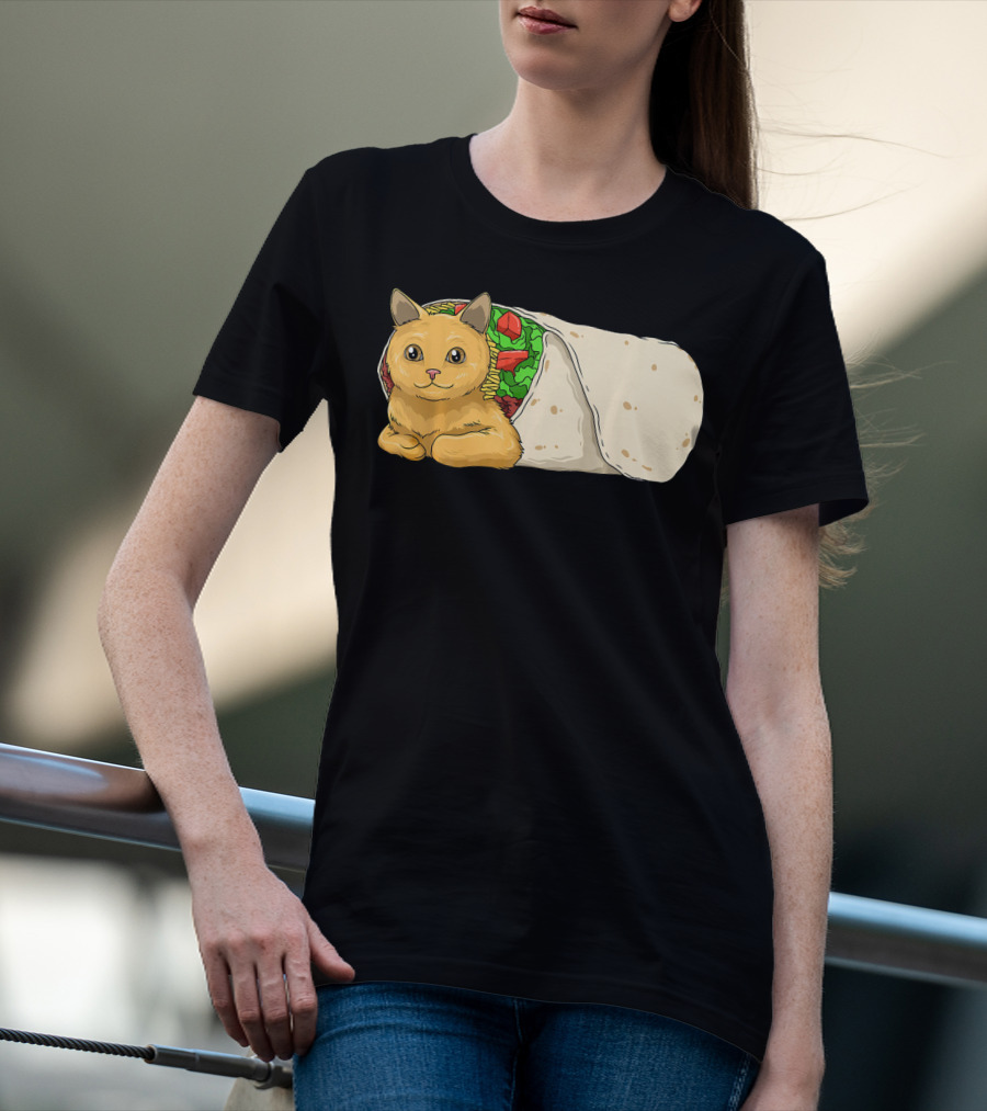 Cat Burrito Mexican Cat Cinco De Mayo Festive Humor T-Shirt