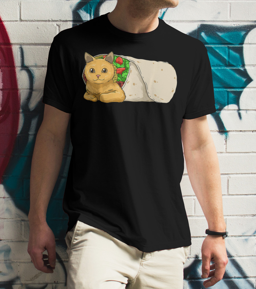 Cat Burrito Mexican Cat Cinco De Mayo Festive Humor T-Shirt