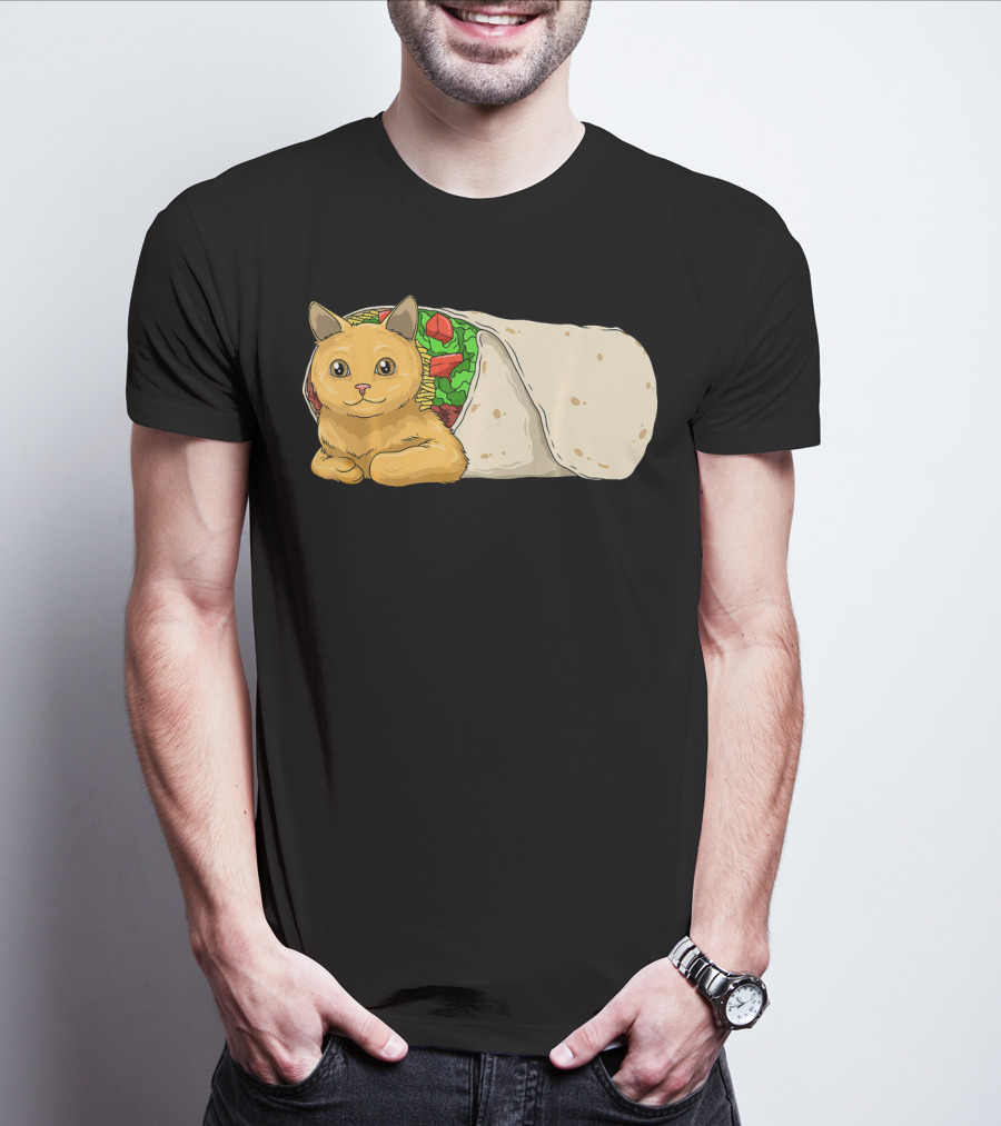 Cat Burrito Mexican Cat Cinco De Mayo Festive Humor T-Shirt