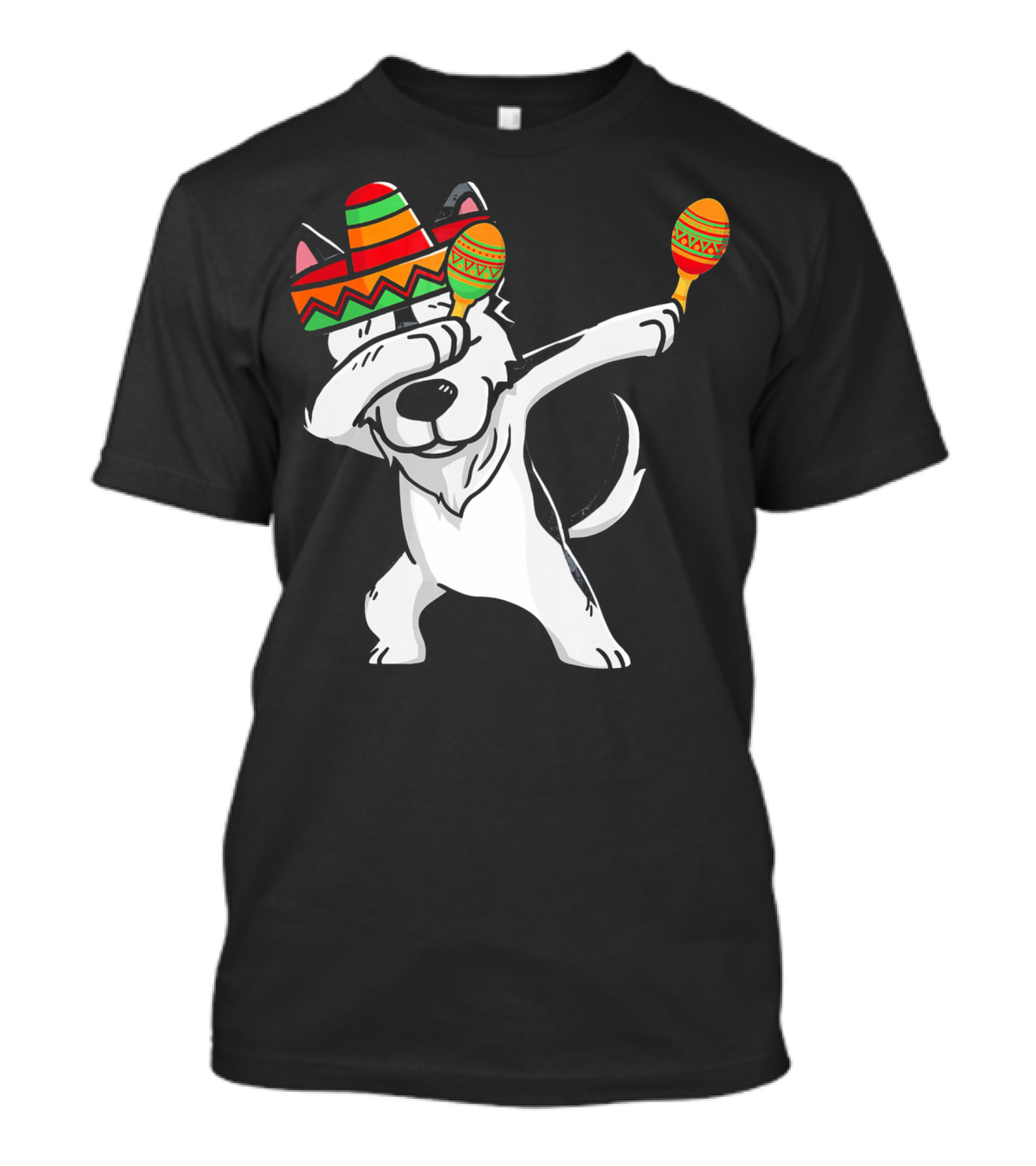 Dabbing Husky With Sombrero And Maracas Funny Cinco De Mayo T-Shirt