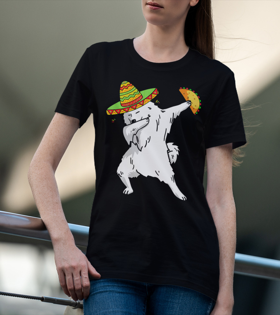 Cinco De Mayo Samoyed Dabbing With Taco And Sombrero T-Shirt