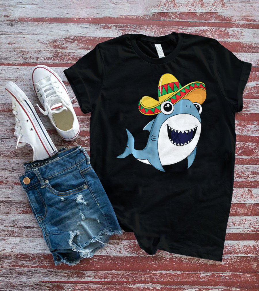 Kids Cinco De Mayo Sombrero Shark Boys Me T-Shirt