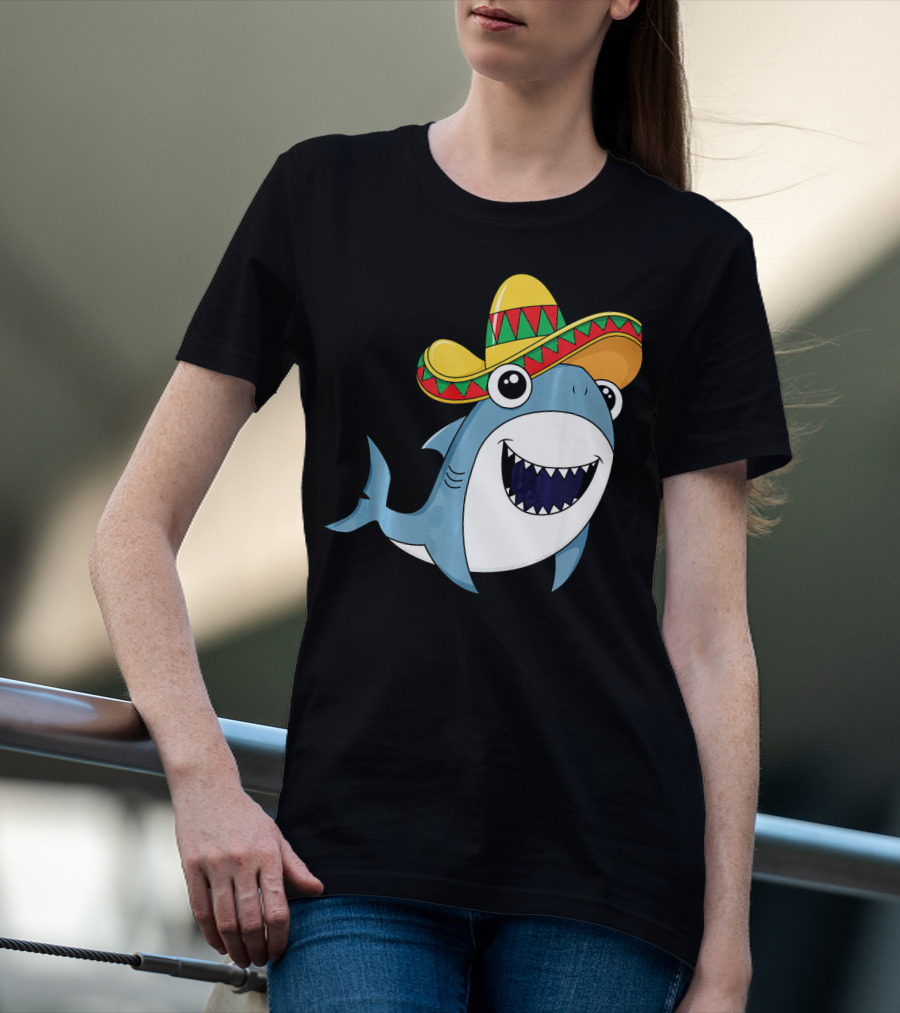 Kids Cinco De Mayo Sombrero Shark Boys Me T-Shirt