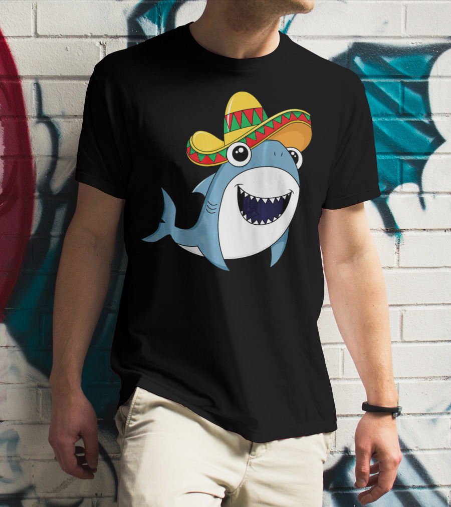 Kids Cinco De Mayo Sombrero Shark Boys Me T-Shirt