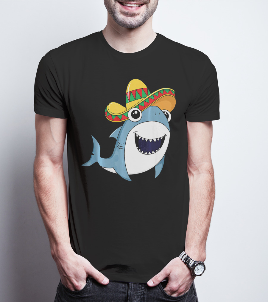 Kids Cinco De Mayo Sombrero Shark Boys Me T-Shirt