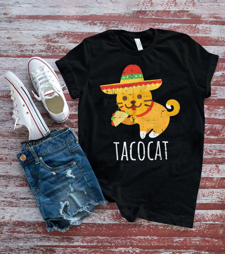 Tacocat Sombrero Taco Cat Funny Mexican Cinco De Mayo T-Shirt