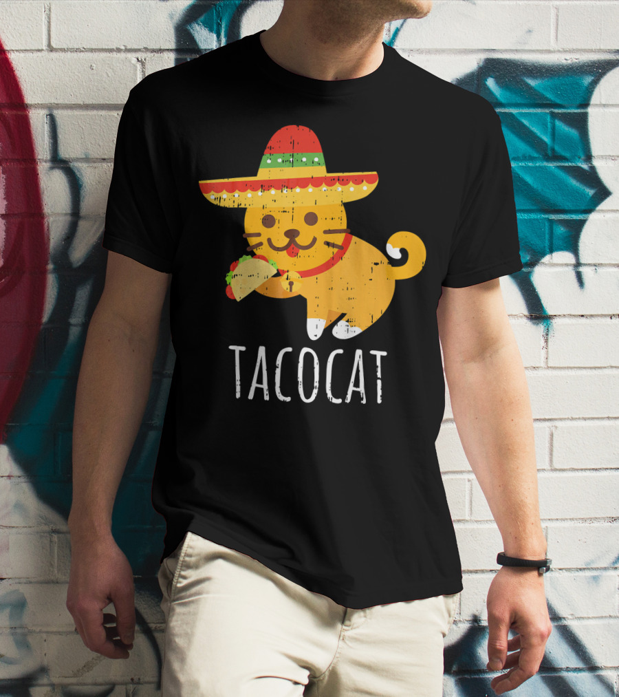 Tacocat Sombrero Taco Cat Funny Mexican Cinco De Mayo T-Shirt