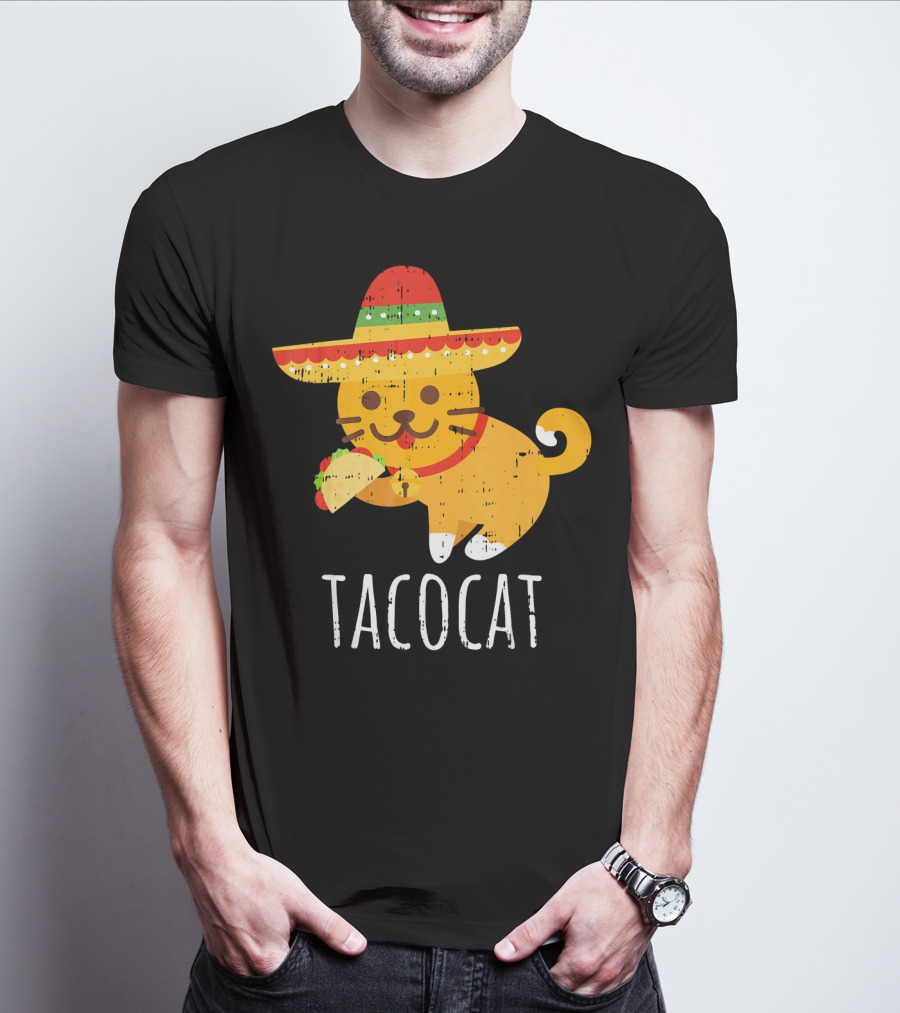 Tacocat Sombrero Taco Cat Funny Mexican Cinco De Mayo T-Shirt