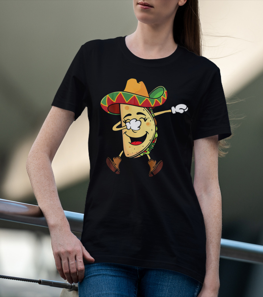 Dabbing Taco Sombrero Mexican Cinco De Mayo T-Shirt