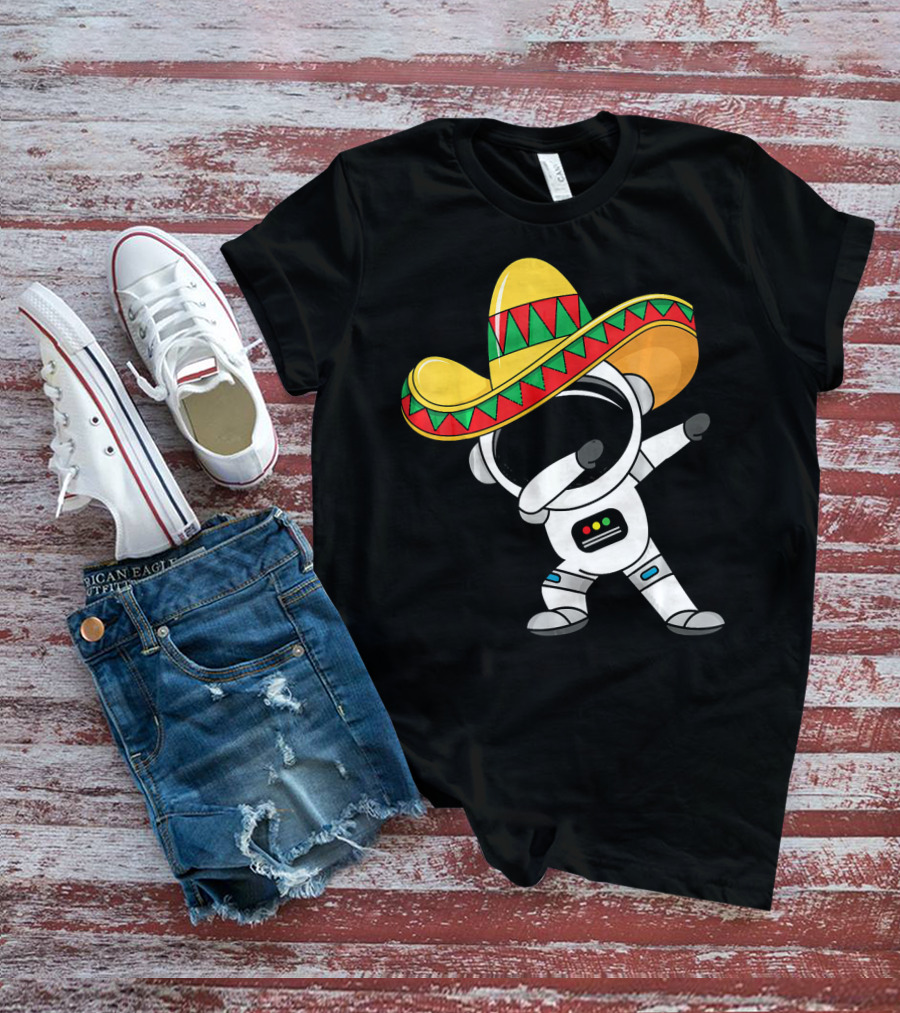 Kids Cinco De Mayo Astronaut Sombrero Dabbing T-Shirt