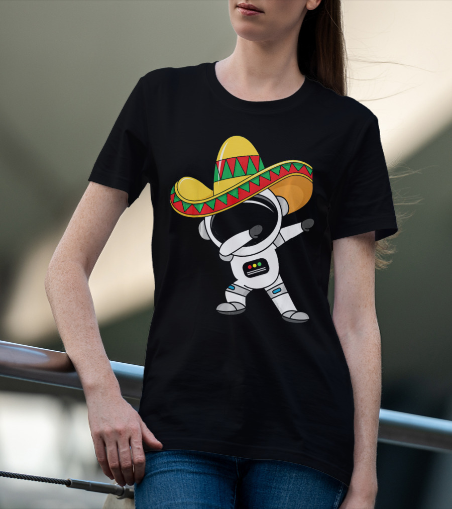 Kids Cinco De Mayo Astronaut Sombrero Dabbing T-Shirt