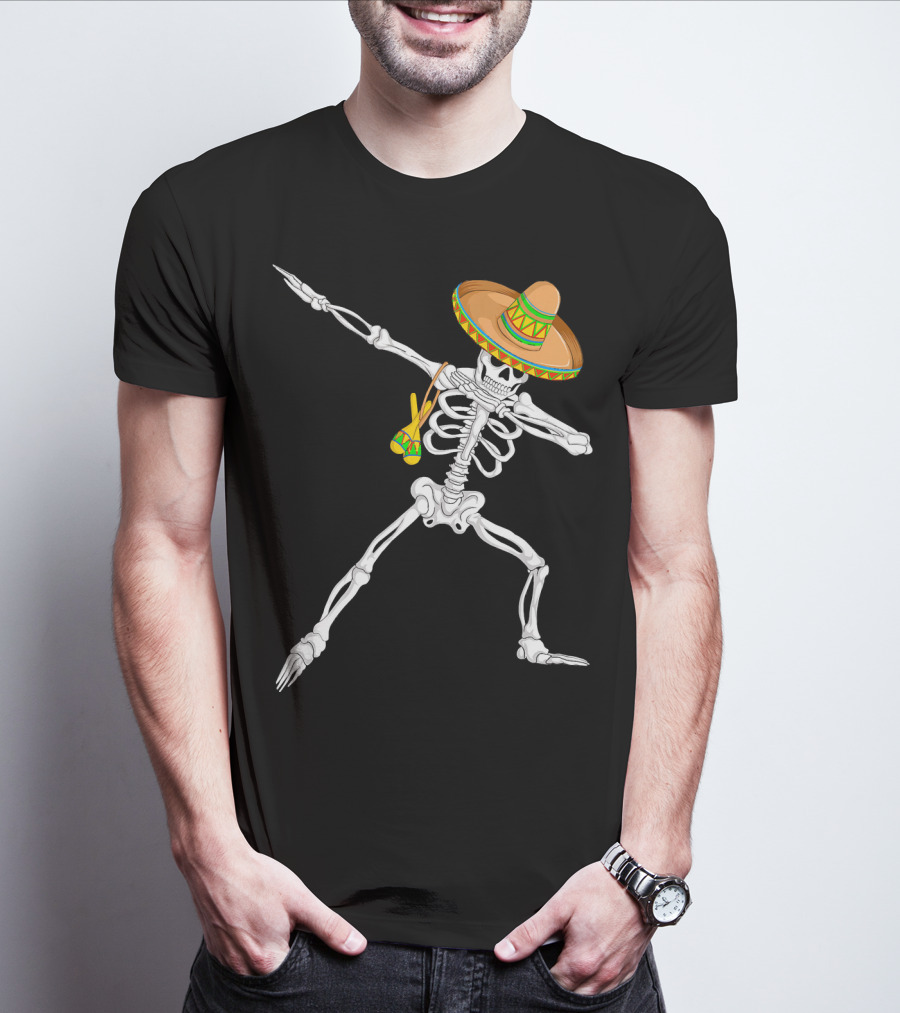 Cinco De Mayo Dabbing Skeleton Sombrero Dance T-Shirt