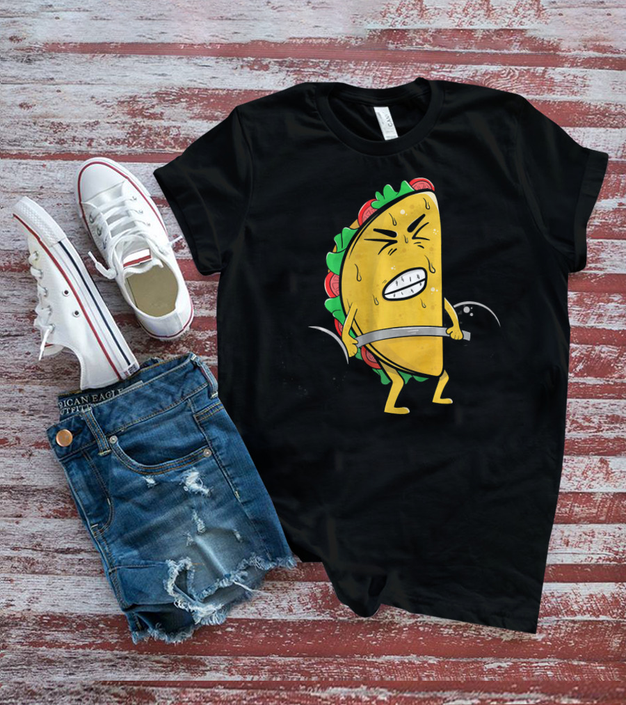 Funny Spanish Weightlifting Taco With Determined Expression T-Shirt