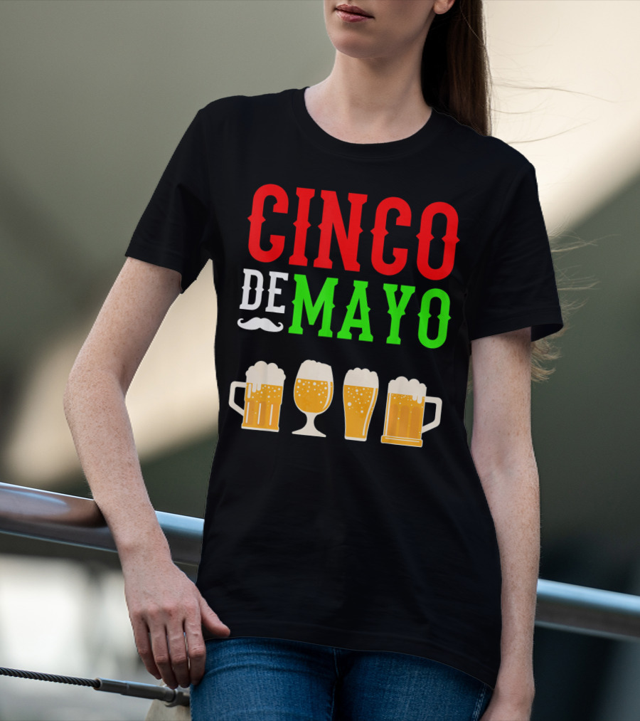 Cinco De Mayo Beer Glasses Funny Mexico T-Shirt