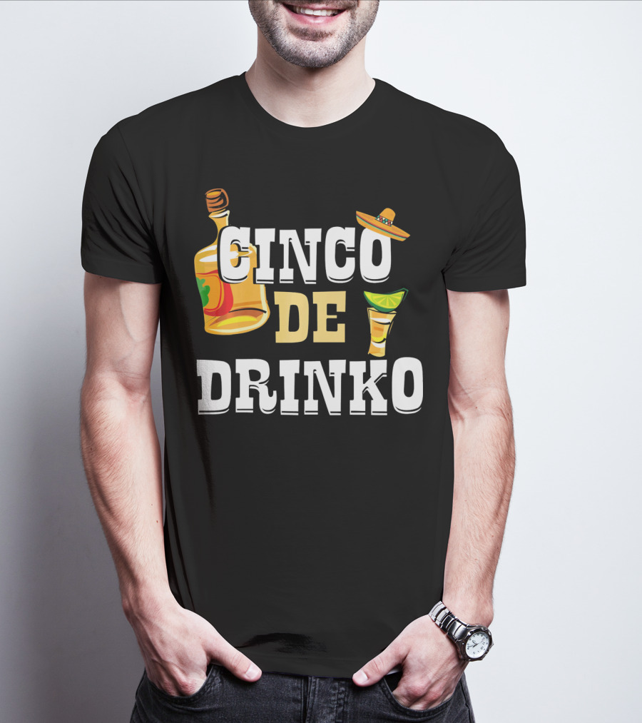 Cinco De Drinko Mexican Funny Sombrero Bottle Lime T-Shirt