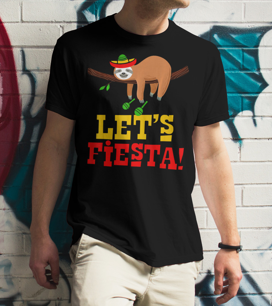 Let's Fiesta Cinco De Mayo Sloth Sombrero T-Shirt
