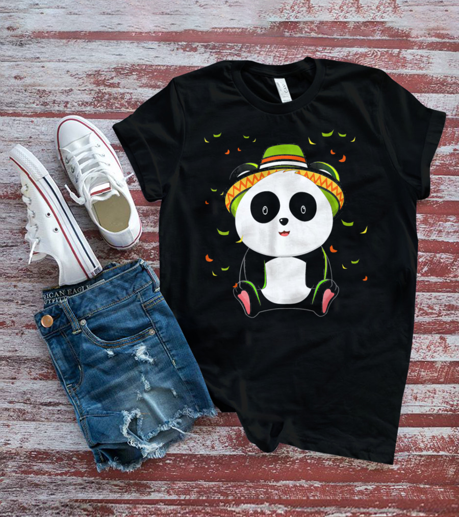 Cute Panda Bear With Sombrero For Cinco De Mayo 5th Of May T-Shirt