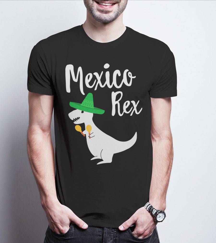 Mexico Rex Sombrero Maracas Cute Dinosaur Pun T-Shirt