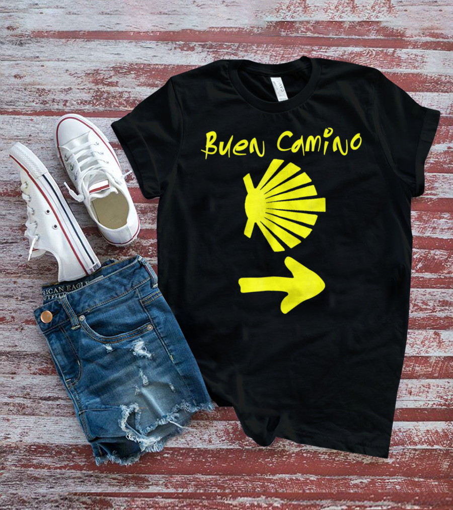 Buen Camino Santiago Yellow Shell Arrow T-Shirt