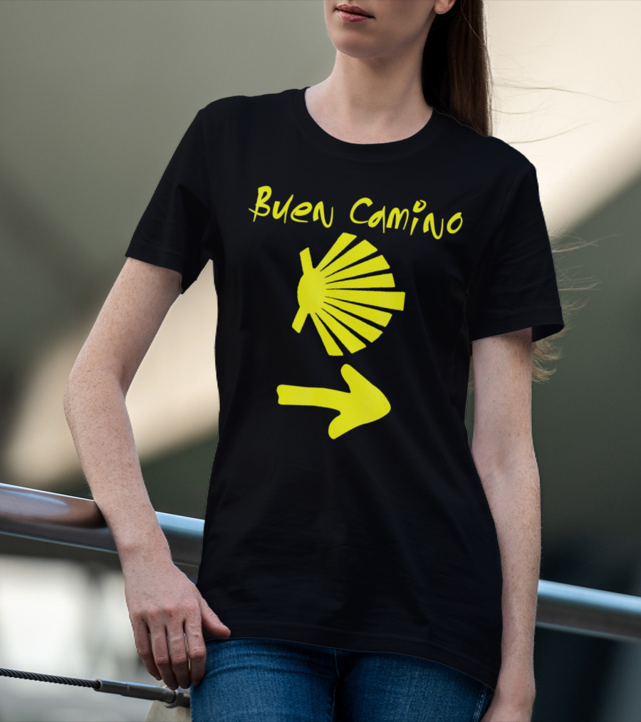 Buen Camino Santiago Yellow Shell Arrow T-Shirt