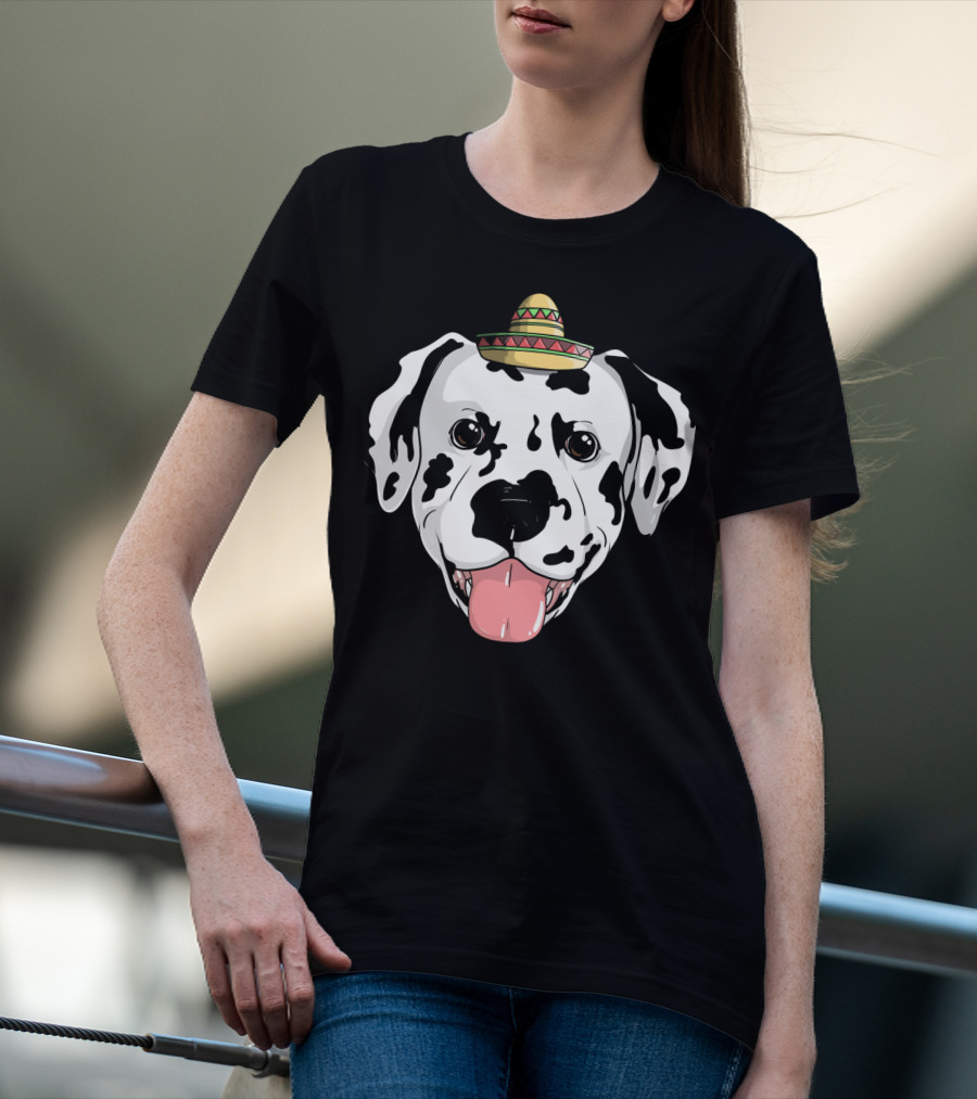 Dalmatian Dog Sombrero Fiesta Cinco De Mayo Fun T-Shirt