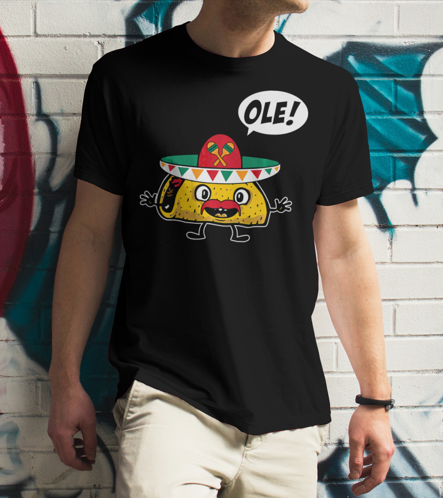Ole Funny Taco With Sombrero For Cinco De Mayo T-Shirt
