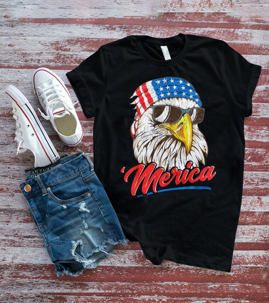 Merica Bald Eagle 80s Mullet Eagle Ameri T-Shirt