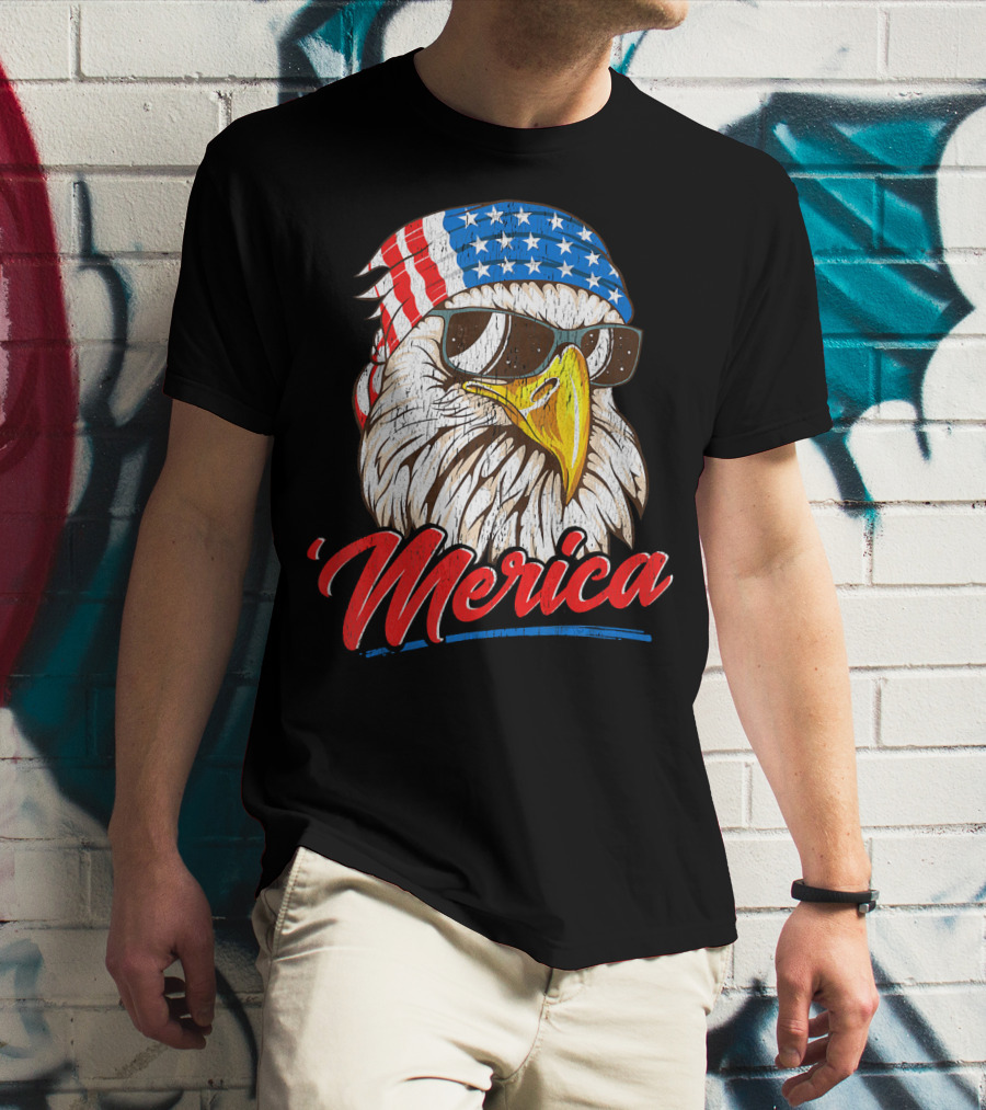 Merica Bald Eagle 80s Mullet Eagle Ameri T-Shirt