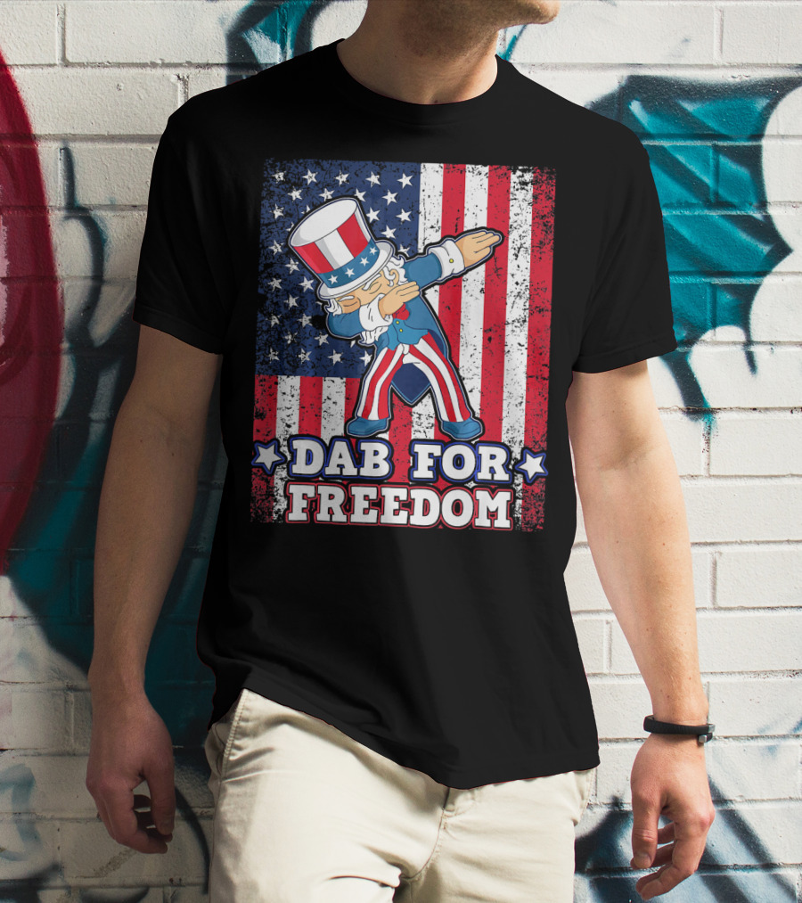 Uncle Sam Dabbing Dab For Freedom Patriotic Flag T-Shirt